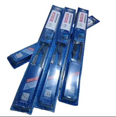 Wiper kaca mobil merk Bosch. Tersedia ukuran 12 in, 14 in, 16 in, 17 in, 18 in, 20 in, 21 in, 22 in, 24 in
